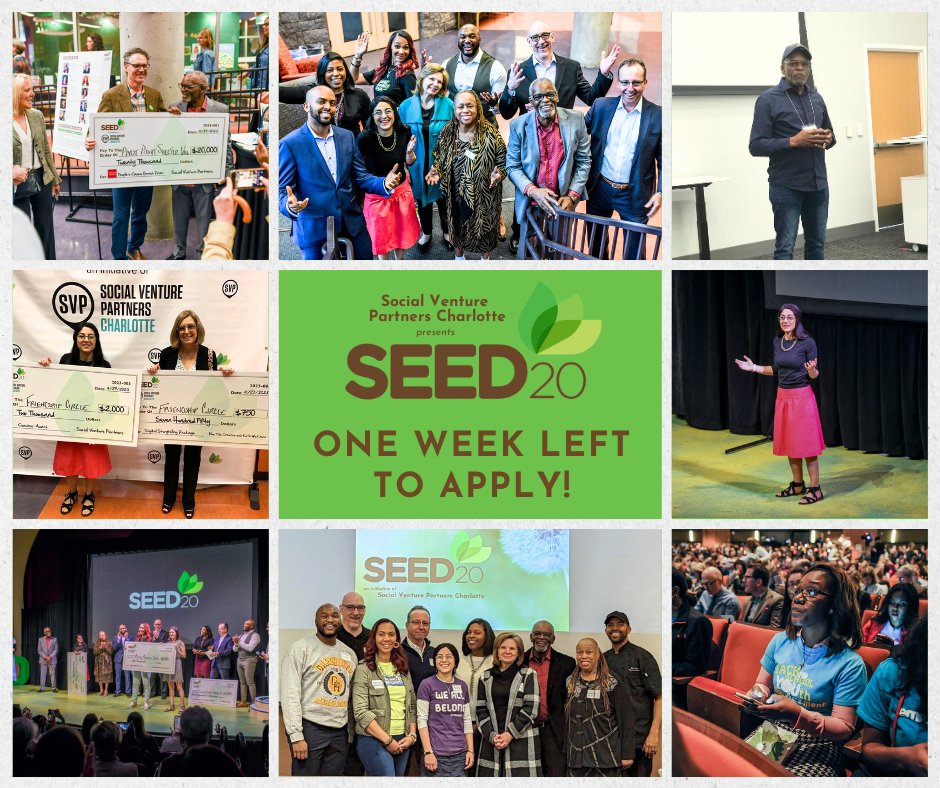 Time is running out! Just 7 days left to seize the opportunity and be a part of Social Venture Partners Charlotte SEED20 Class of 2024! 
Visit seed20.org/apply_applicat… to start your journey today! Applications are due by October 26th, so act now!  #SEED20 #SVPCharlotte #SVPCLT