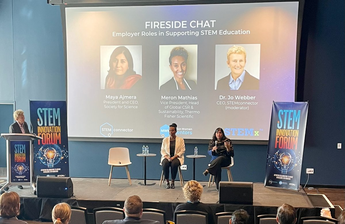 A pleasure to join Meron Mathias of @ThermoFisher and <a href="/drjowebber/">Jo Webber</a> of <a href="/STEMconnector/">STEMconnector</a> at #STEMInnovationForum2023 for an important discussion on the challenges confronting the nation’s STEM education and workforce development system.