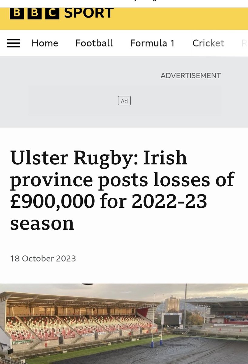 #rte #rtesport news blackout on Ulster Rugby £900,000 loss las year. Strange given the blanket #rugby coverage on #rte but then again only good rugby news allowed #rtebias Whereas #gaa ....