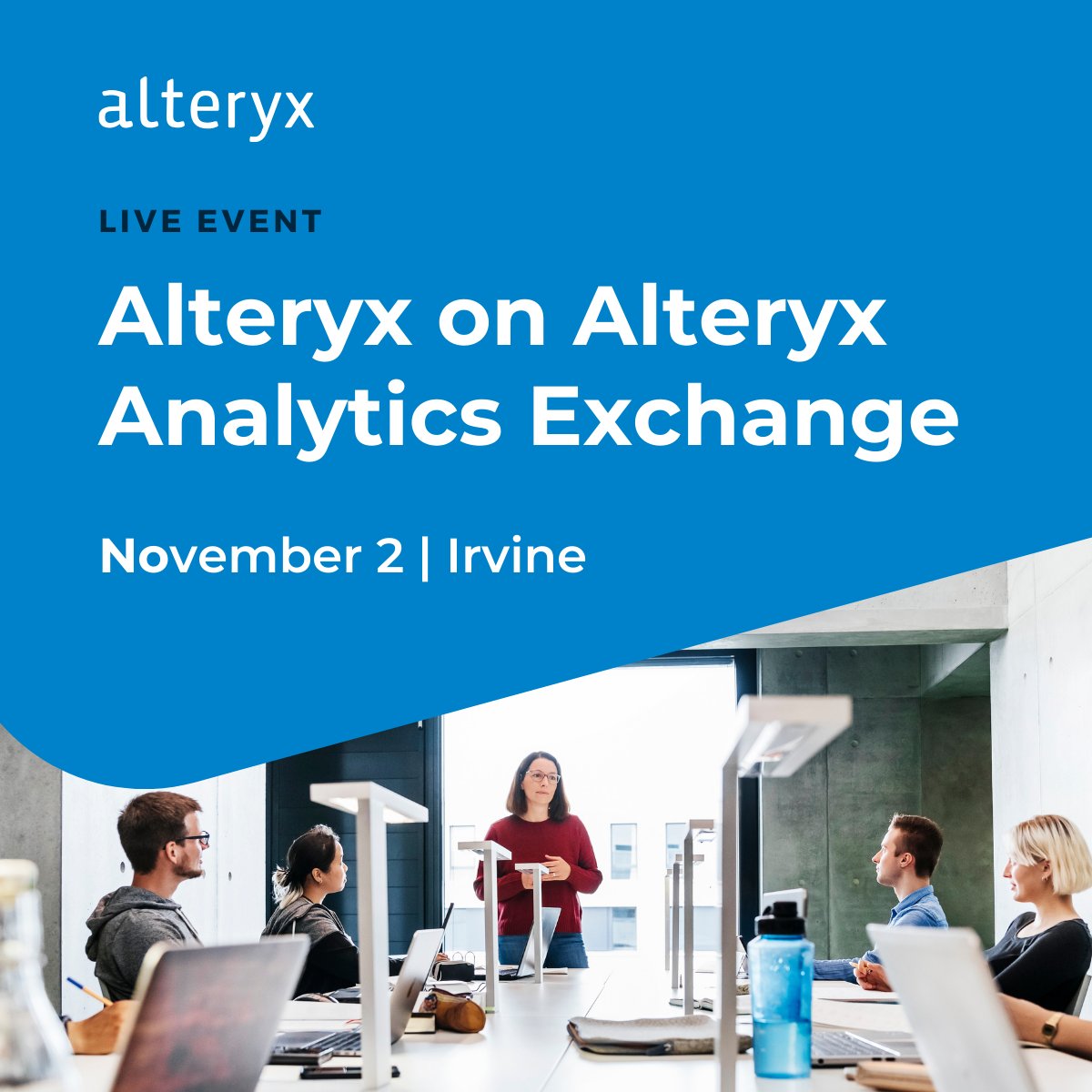 alteryx's tweet image. Join us at our Irvine headquarters on November 2 to:

👉 Network with Alteryx leaders in IT, #DataScience,  #SalesOperations, and FP&amp;amp;A
👉 Maximize the value of your #analytics investments with new use cases
👉 And more

Space is limited. Register today: ow.ly/WcVG50PYeKB