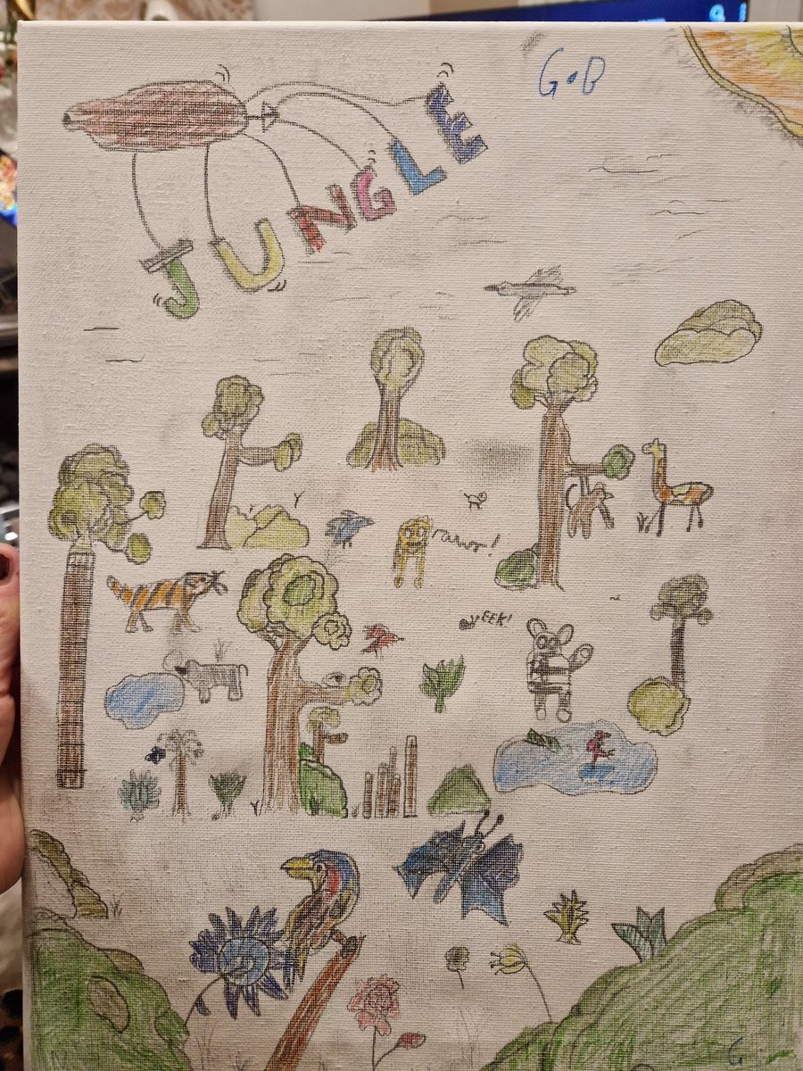 nickyfos's tweet photo. @DeltaMerseyYr5 George wants to show you his canvas drawing he did. It's to rainy to bring to school tomorrow https://t.co/fGs4hotJYD