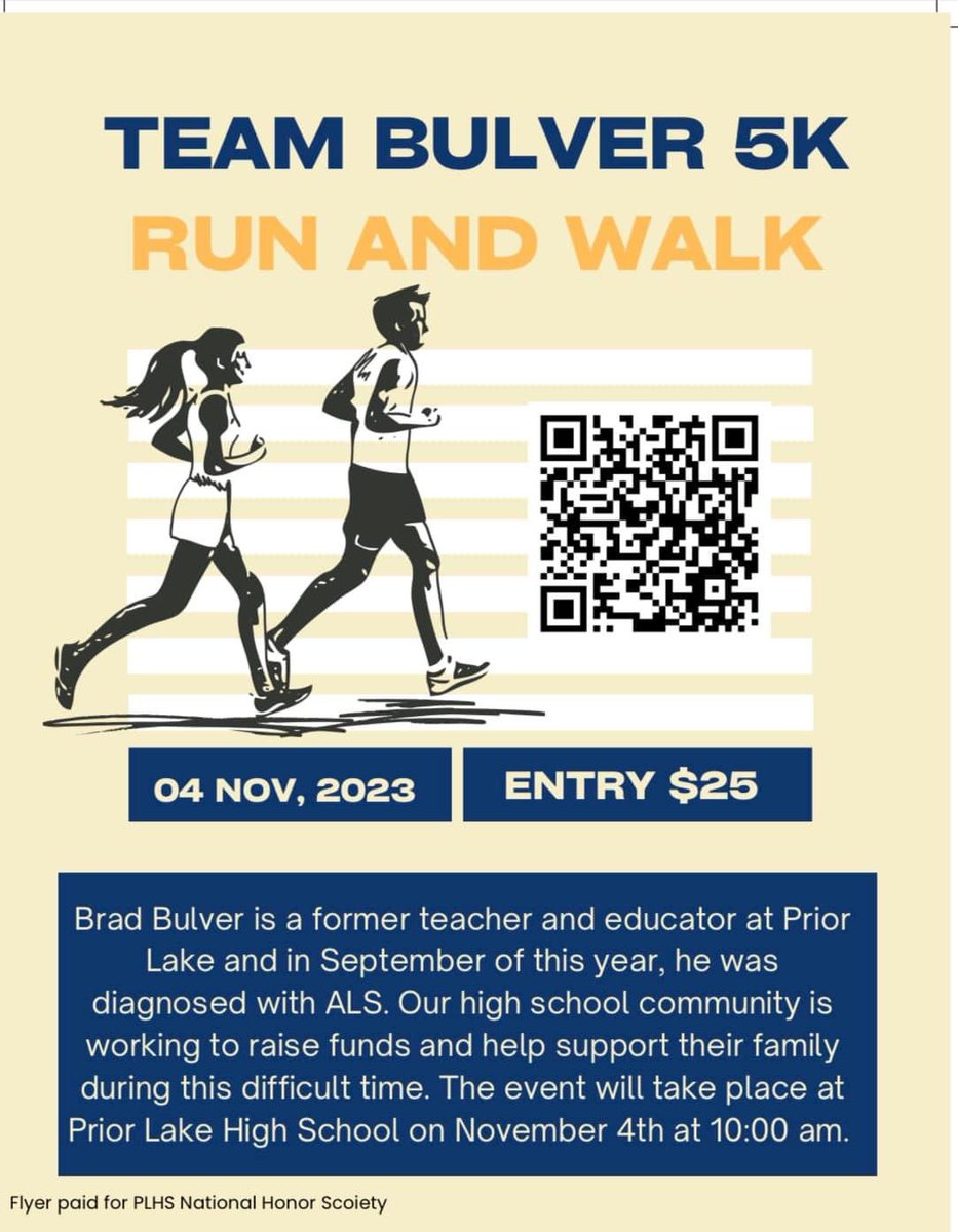 Wanna race your coaches?! 👟 PLGLAX is running to support another Laker - Brad Bulver - & we’d love for all of our laxers, families, PLAY & community to run (or walk) with us on November 4th! The lax boys are making this a race so we need to show up! 🔥🔥🔥 #StrongerTogether