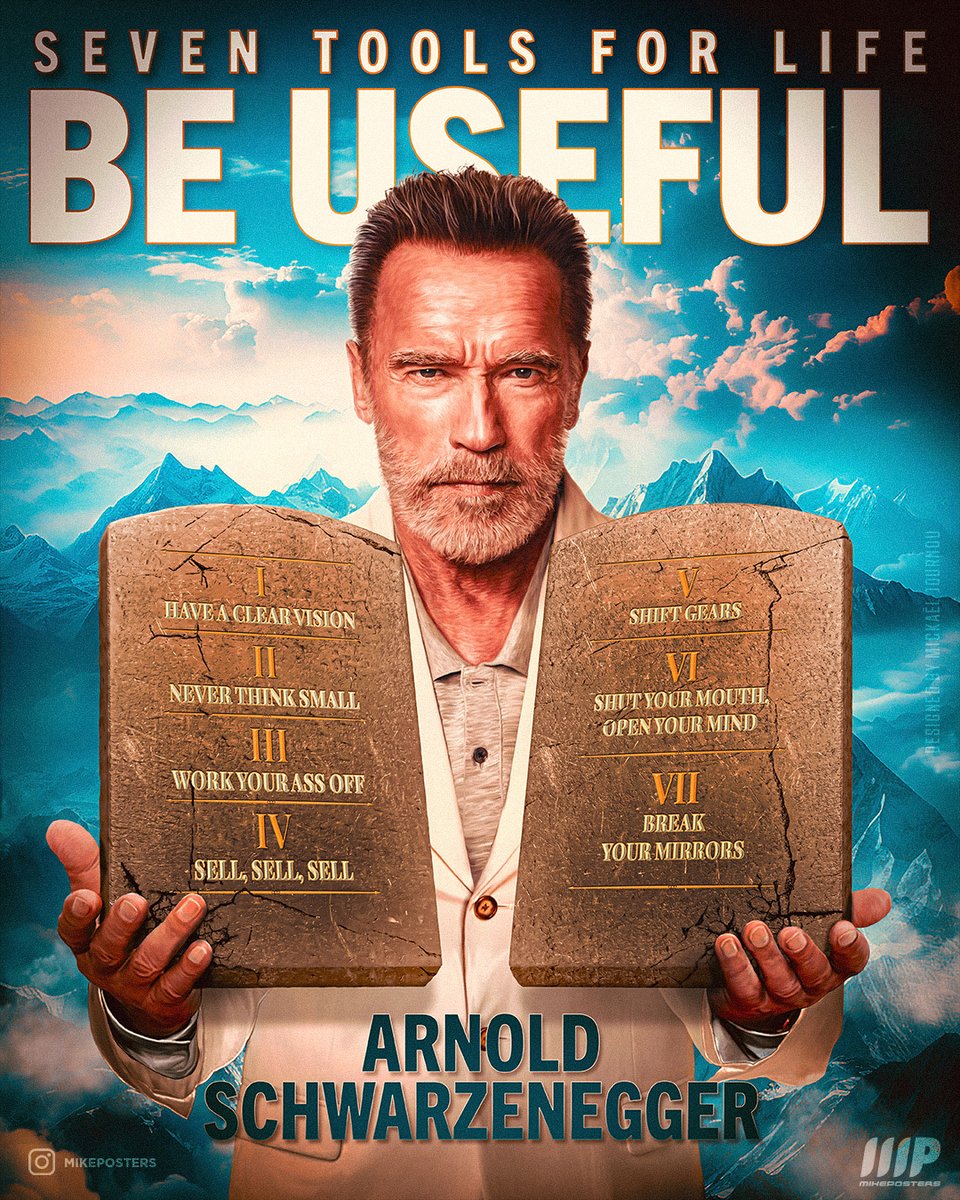 Poster/cover I designed as a tribute to #BeUseful by @Schwarzenegger 💪 (1min making-of on my insta!). Got my copy here in France 🇫🇷 last week, and I can't wait to finish my reading! Congrats for being #1! Order yours on beusefulbook.com DO IT NOW! #workyourassoff #thepump