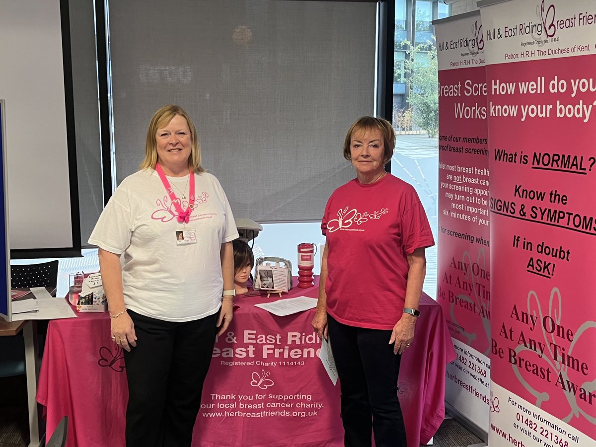 hudgellsol's tweet photo. One of the aims of #BreastCancerAwarenessMonth is to ensure everyone gets the screening and the support they need. Today we welcomed @HERBreastFriend for a talk on their support services and early detection. #Bebreastaware because it can affect #anyoneatanytime https://t.co/7qXhS14izn