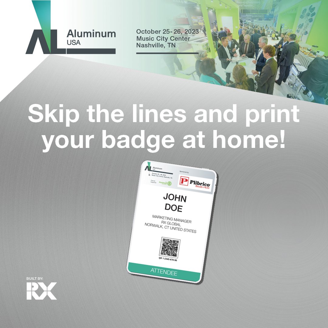 Ready to make your #AluminumUSA experience better? Skip the line and print your badge at home for quick and easy check in. Be sure to check your email for more information on how to print your badge!