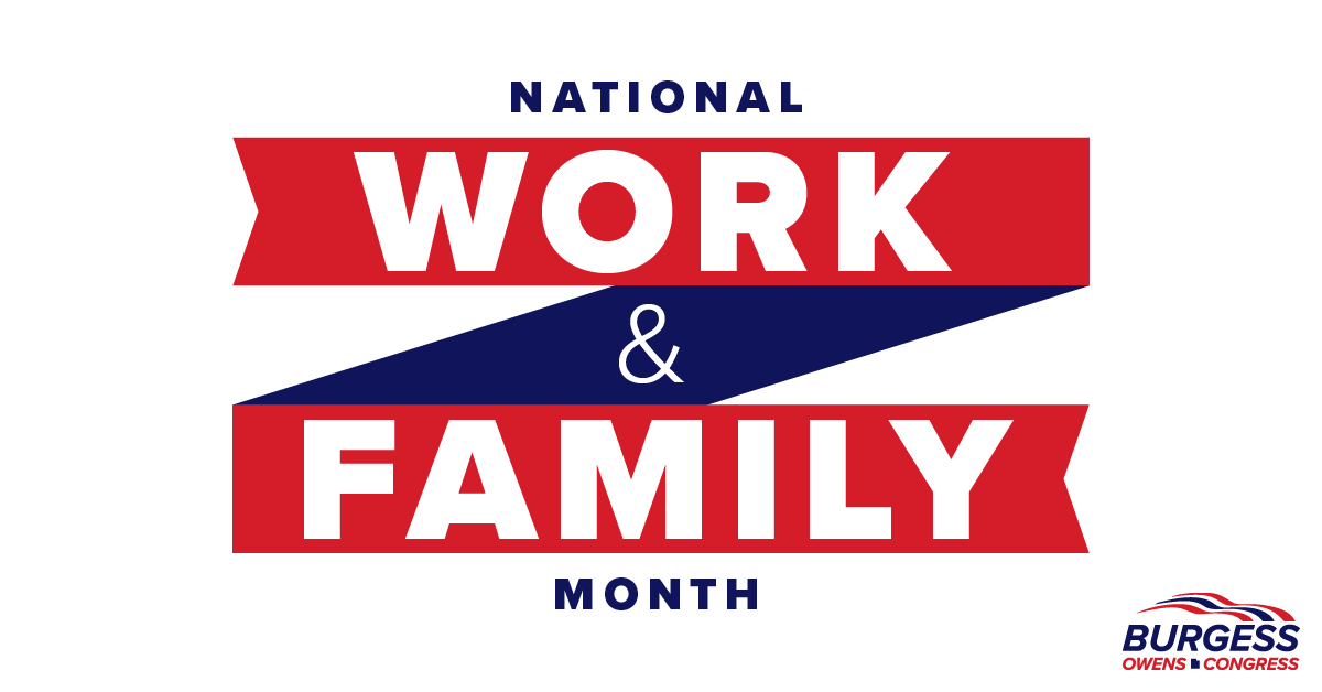 BurgessOwens's tweet photo. National Work and Family Month is in October. Families are the pillar of our society. The more employers can help create a balance for families to succeed, the healthier our society will be. #WorkAndFamilyMonth https://t.co/GhQ4sg4pxx