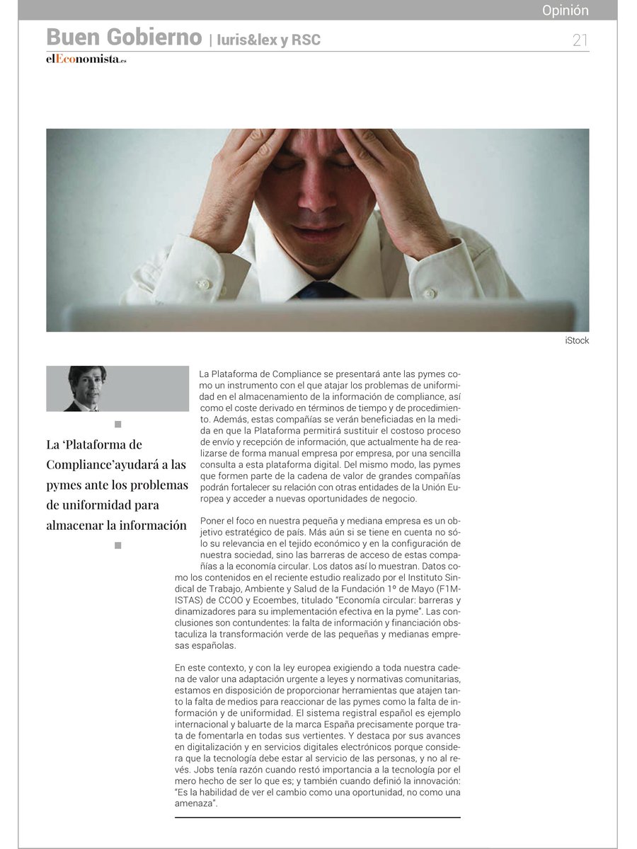 Ignacio González, director de Innovación del Colegio de Registradores, escribe hoy en #BuenGobierno de <a href="/elEconomistaes/">elEconomista.es</a> "Tecnología registral, convertir el cambio en una oportunidad para las pymes".

✍️cutt.ly/PwQ7ueNr