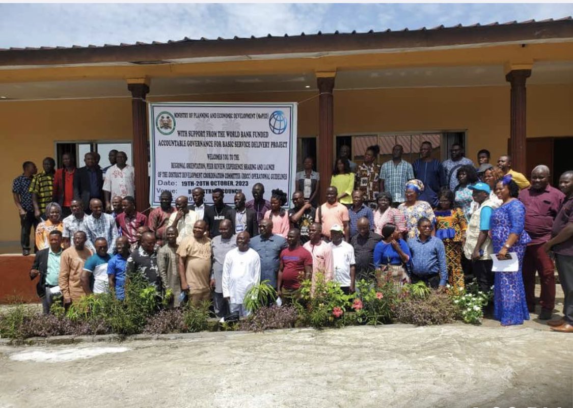 ‘I urge all councils to own the  DDCC &amp; develop a sustainable roadmap for self-sustainability beyond external support,’ says Deputy Min. Of MoPED, @moped2023, at the launch of the DDCC operational Handbook in Bo, Southern Region,aimed at enhancing capacity for the 4 districts.