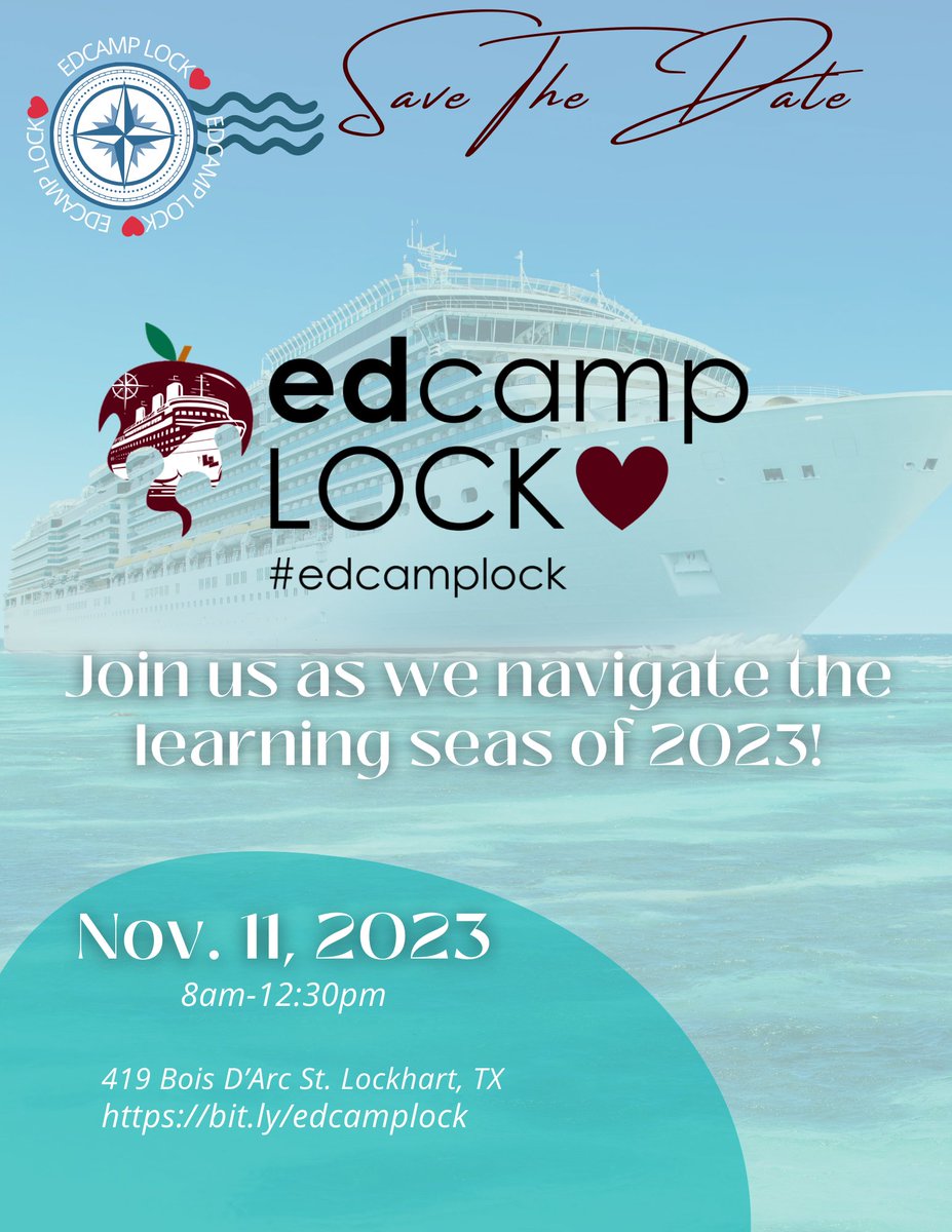 LockhartISD's tweet photo. Teachers, please join us for #EdCampLock! ❤️
November 11, 2023
8:00 AM - 12:30 PM
419 Bois D'Arc
Register here: https://t.co/jSIhNeNKVU https://t.co/vcD40Xxr0p