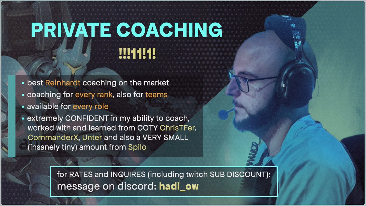 OFFERING EXCELLENT COACHING!!!
discord: hadi_ow