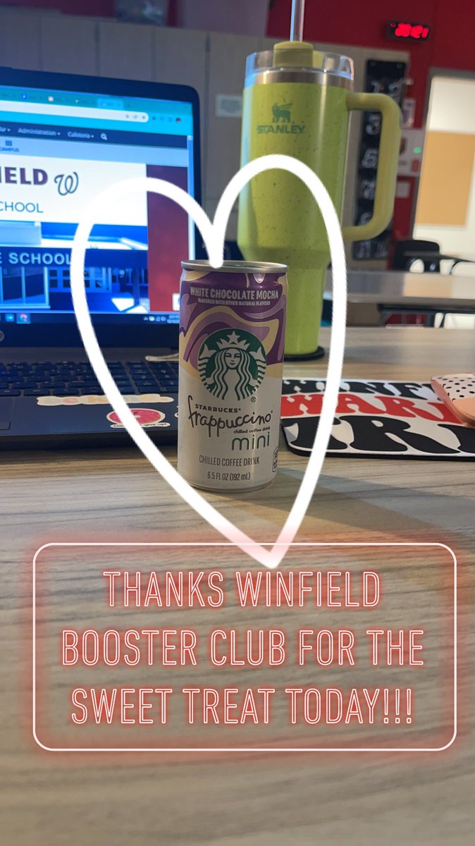 Perfect 2:00 pm pick me up for any teacher at the end of a quarter! Thanks Winfield Booster Club for taking care of us today! #Warriors #WinfieldMiddleSchool ❤️🖤