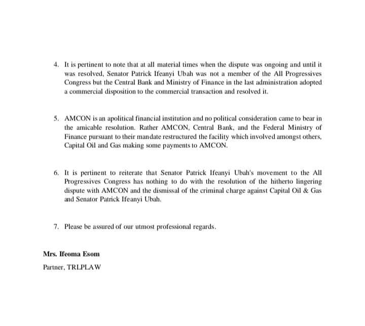 EnukoraC's tweet photo. #BREAKINGNEWS: IFEANYI UBAH/CAPITAL OIL/AMCON OUT OF COURT SETTLEMENT WAS REACHED IN JANUARY 2022. 

READ THE PRESS RELEASE FROM LEGAL TEAM.👇 https://t.co/MhmLhMR8Fr
