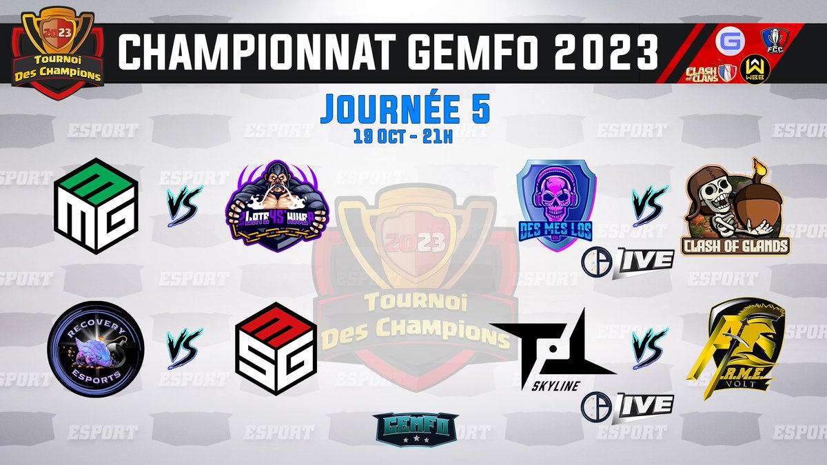 #GEmFo (@gemfo_) on Twitter photo 🏆C'est la 5ème Journée du Championnat #GEmFo
📺En direct chez <a href="/optimusprimeCOC/">Optimus Prime COC</a>
twitch.tv/optimusprimecoc 🏆C'est la 5ème Journée du Championnat #GEmFo
📺En direct chez <a href="/optimusprimeCOC/">Optimus Prime COC</a>
twitch.tv/optimusprimecoc