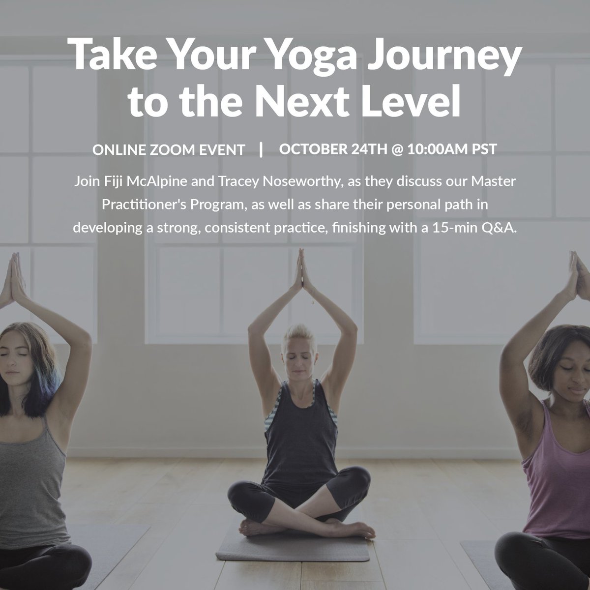 RachelScottYoga's tweet image. Find out more about our Master Practitioner Course! For those who want to know more about yoga practice, theory, and history...but not become teachers.

Join Fiji and Tracey on October 24th to find out more.

#liveyouryoga @doyogawithme @fijimcalpine @traceynoseworthy #yogapracti