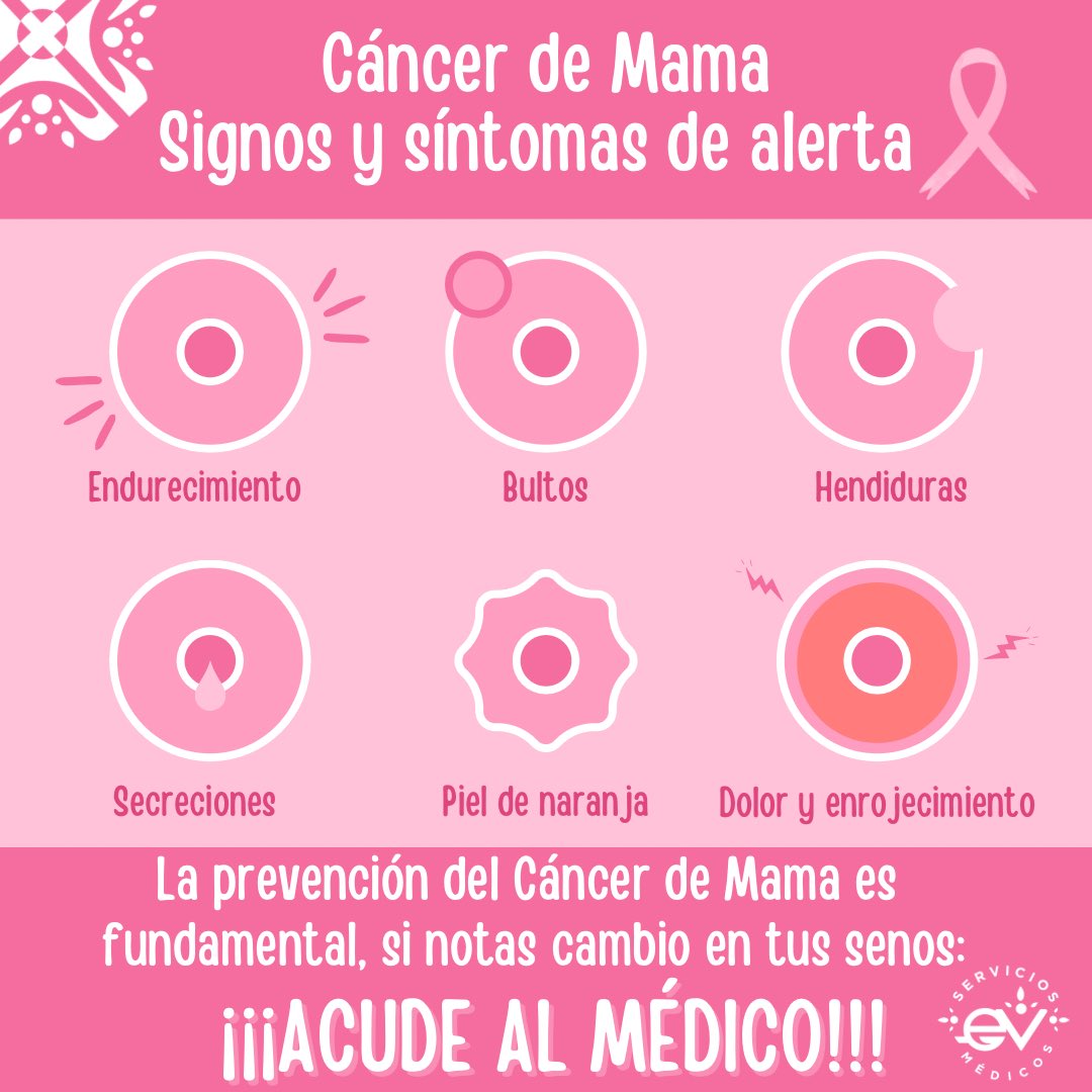 EnlaceVida's tweet photo. Cáncer de mama, signos y si toma de #alerta 
La prevención del Cáncer de Mama es fundamental, si notas cambio en tus senos:
¡¡¡ACUDE AL MÉDICO!!! https://t.co/Rcqiw6tPJE