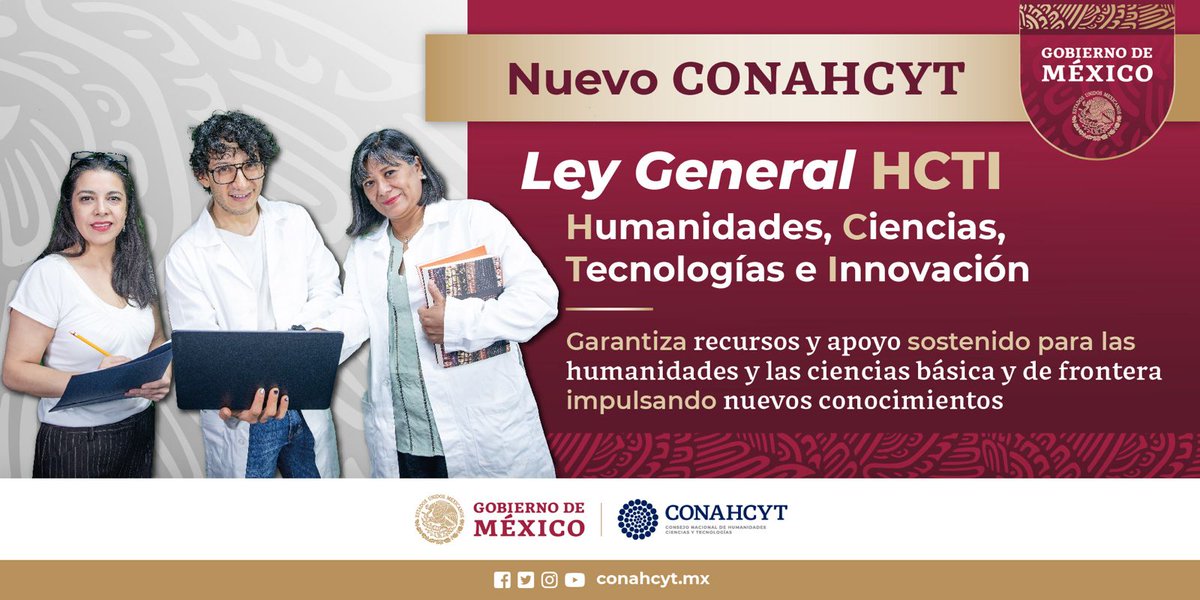 📢#LeyGeneralHCTI 👉 bit.ly/46oI881
@Conahcyt_Mex