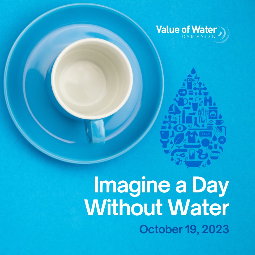 Can you count how many times you've used water today?  

Hint: It's probably more than you think!   

Now try to #ImagineADayWithoutWater:   

☕️ No Coffee
🚿 No Shower 
🚽 No Toilet  
🍕 No Food 
💧 No Hand Washing   

Without water, life would not be possible.  #ValueWater🌎