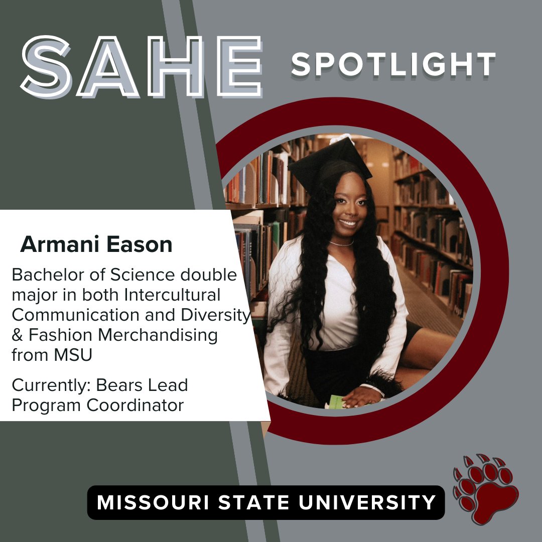 SAHE_MOSTATE's tweet photo. Meet Armani!
📸Armani is an alumni of @MissouriState! 📸
Armani is now the Program Coordinator of @MSUBearsLEAD!
#MOStateSAHE #GradBears #studentaffairs @MSUGradCollege https://t.co/cTQMlR5Bul