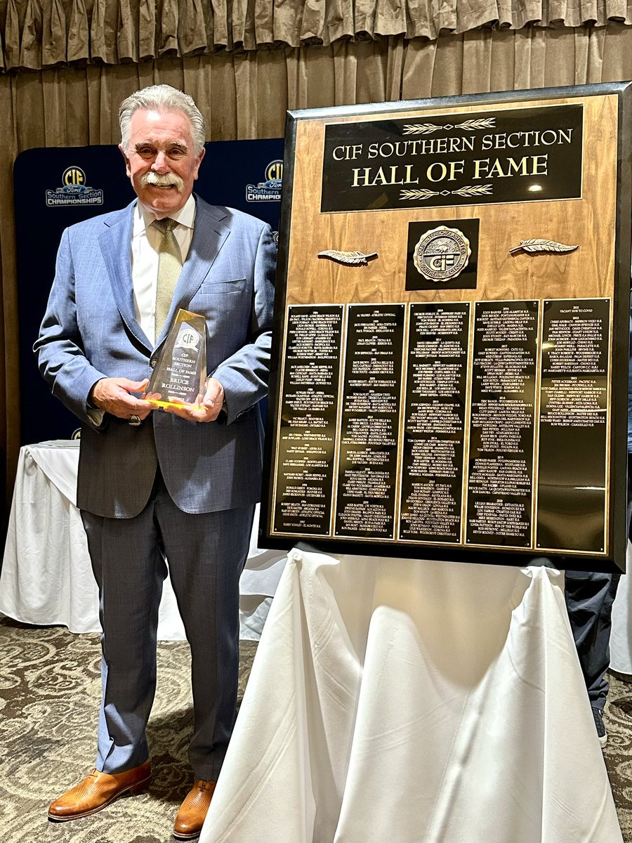 Congratulations to Coach Bruce Rollinson on his induction into the
CIF-SS Hall of Fame! 

During Coach Rollo’s 34 seasons:
▫️Overall record 341-87-2
▫️8 CIF-SS Championships
▫️4 CIF State Championships
▫️5 National Championships

#RockNRollBaby