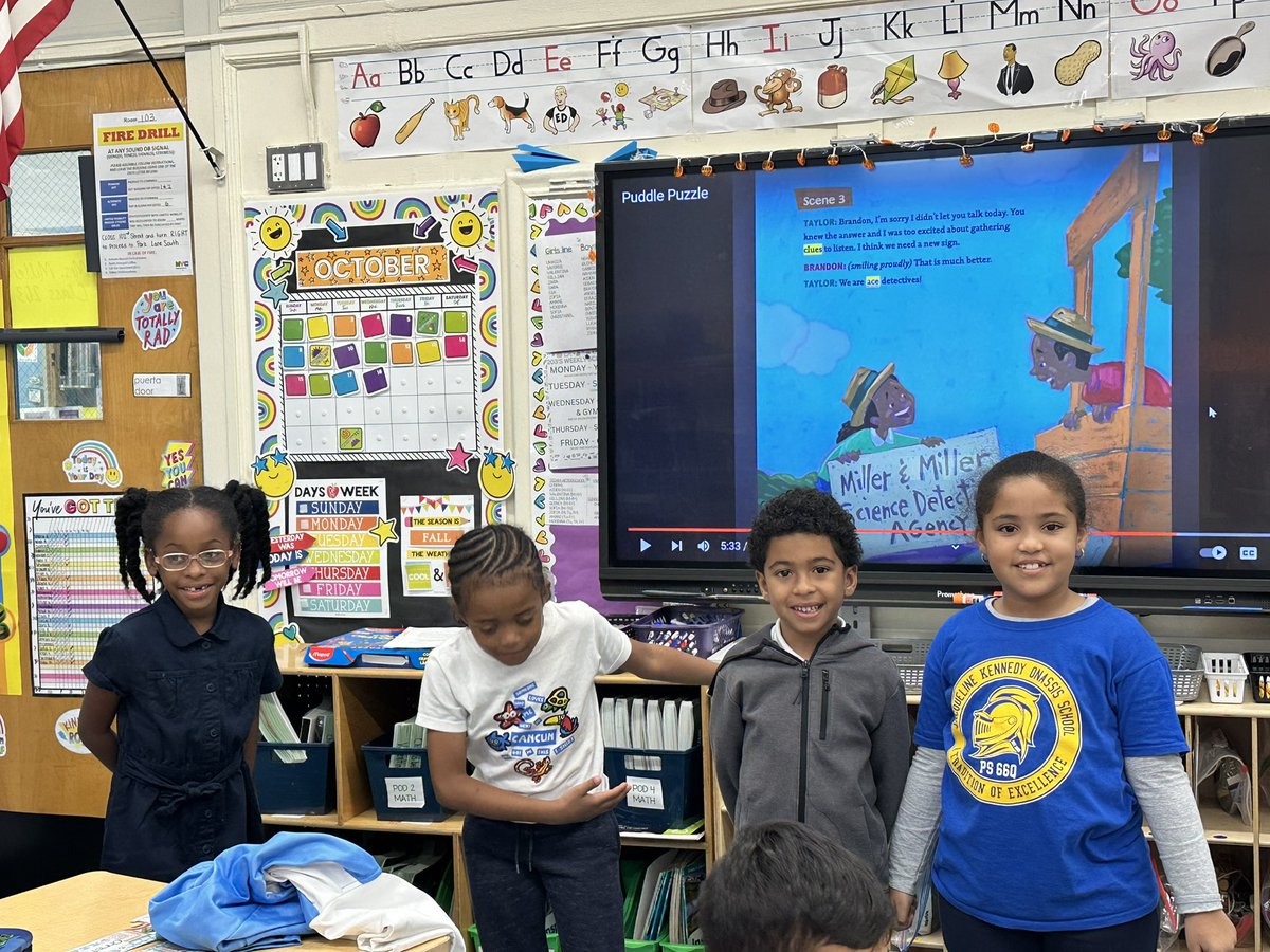 2ndWithMiller66's tweet photo. Class 203 @PS66JKO read a drama & learned the different parts of a play! We acted out The Puddle Puzzle! Such great little actors & actresses! Ready for broadway 😊 #ps66 #jko #secondgraderocks https://t.co/9ese08Qwao