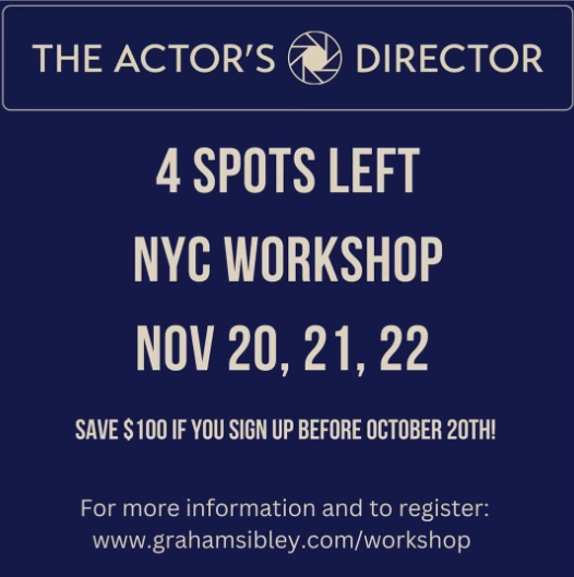 We currently have 4 more spots left in the New York City Actor’s Director Workshop coming up next month!

Whether you’re an established filmmaker or just starting out, this workshop will better equip you to direct actors with confidence, connect you with other filmmakers and