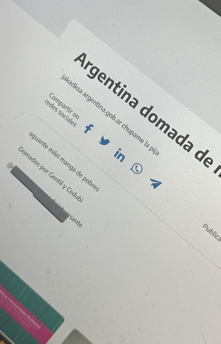 Volvieron a hackear la página del gobierno Argentino 
Ya ni es la banda del hentai
2 chabones normales fueron
Y massa quiere que pongas tus ahorros en su moneda digital KJJJ