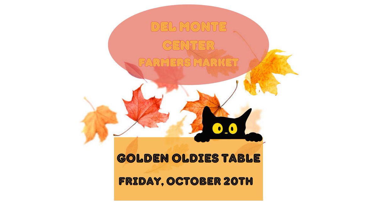 Golden Oldies will be at the Del Monte Farmers Market Friday, October 20th, 10am - Noon! Stop by and say hello, we would love to see you! To learn more about Golden Oldies visit our website at gocatrescue.org #monterey #cats #gocr #farmersmarket #oldercats
