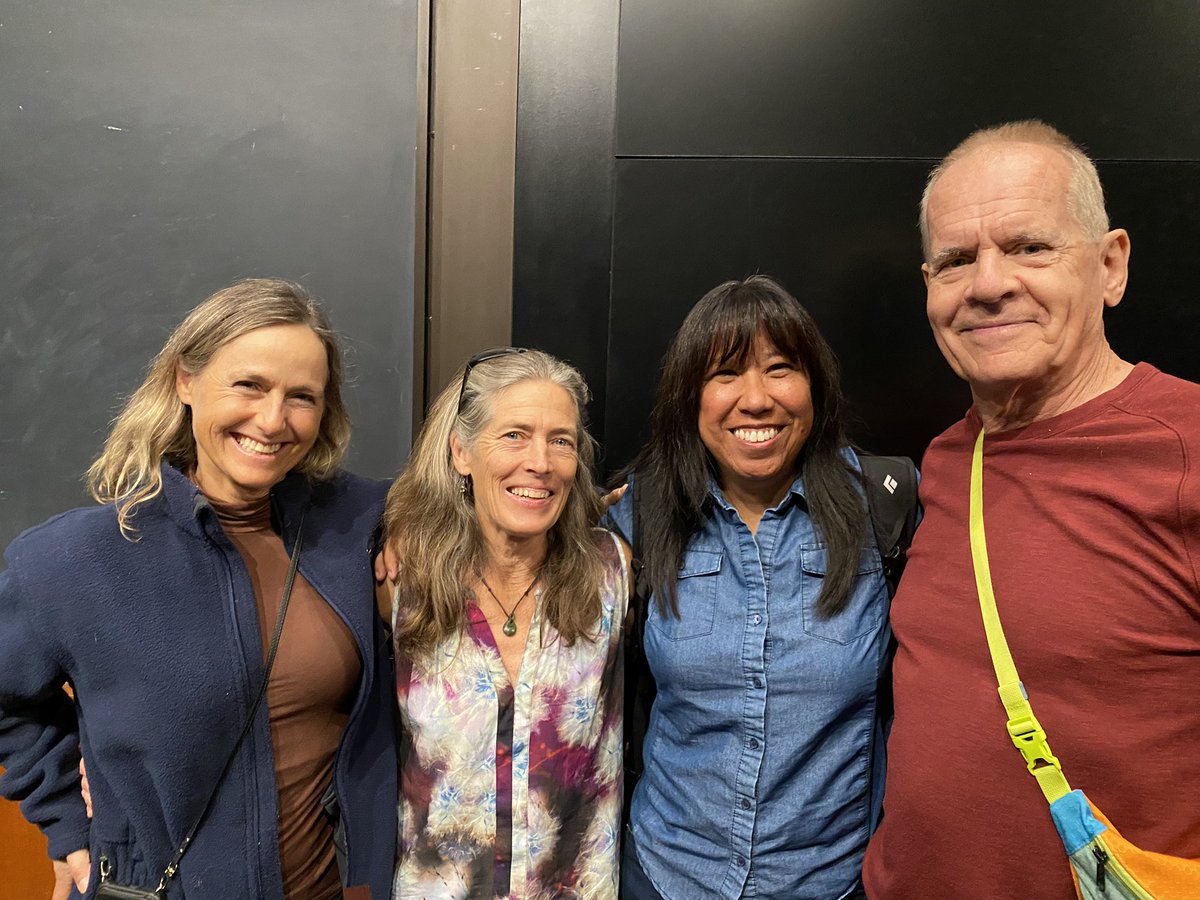 rockgrrl's tweet photo. Went to @Lynn_M_Hill ‘s great presentation at CalTech a bit ago - in this photo I’m with climbing greats: Tiffany Levine, Lynn Hill, and John Long. https://t.co/vgU4pk2V6o