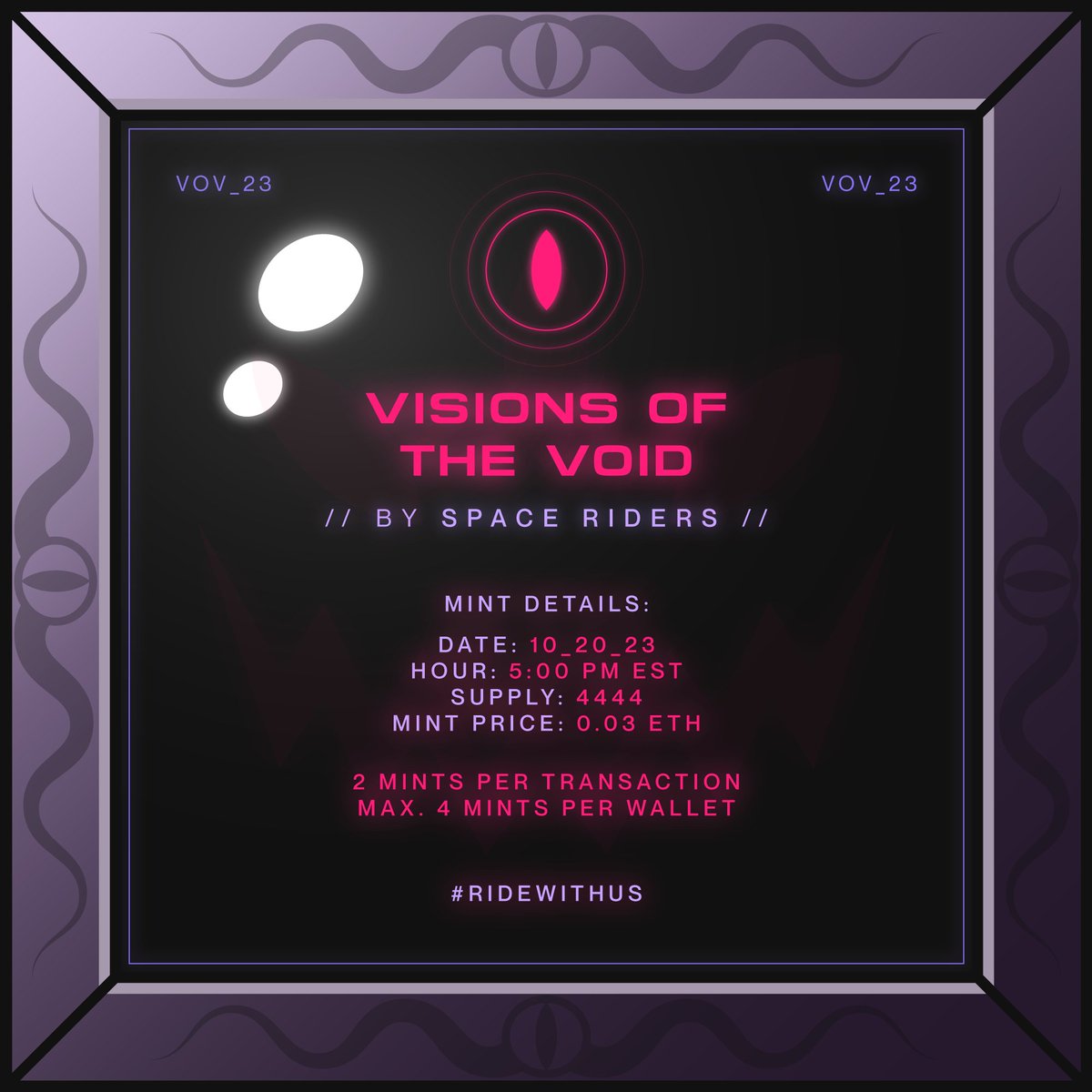 Let's celebrate Visions of the Void Mint
🔥10.000 $STAR Giveaway to 5 People 🔥
Each 2.000 $STAR
1⃣ Like - RT
2⃣ Follow me &amp; <a href="/SpaceRidersXYZ/">Space Riders</a> 
3⃣ Tag 3 friends.