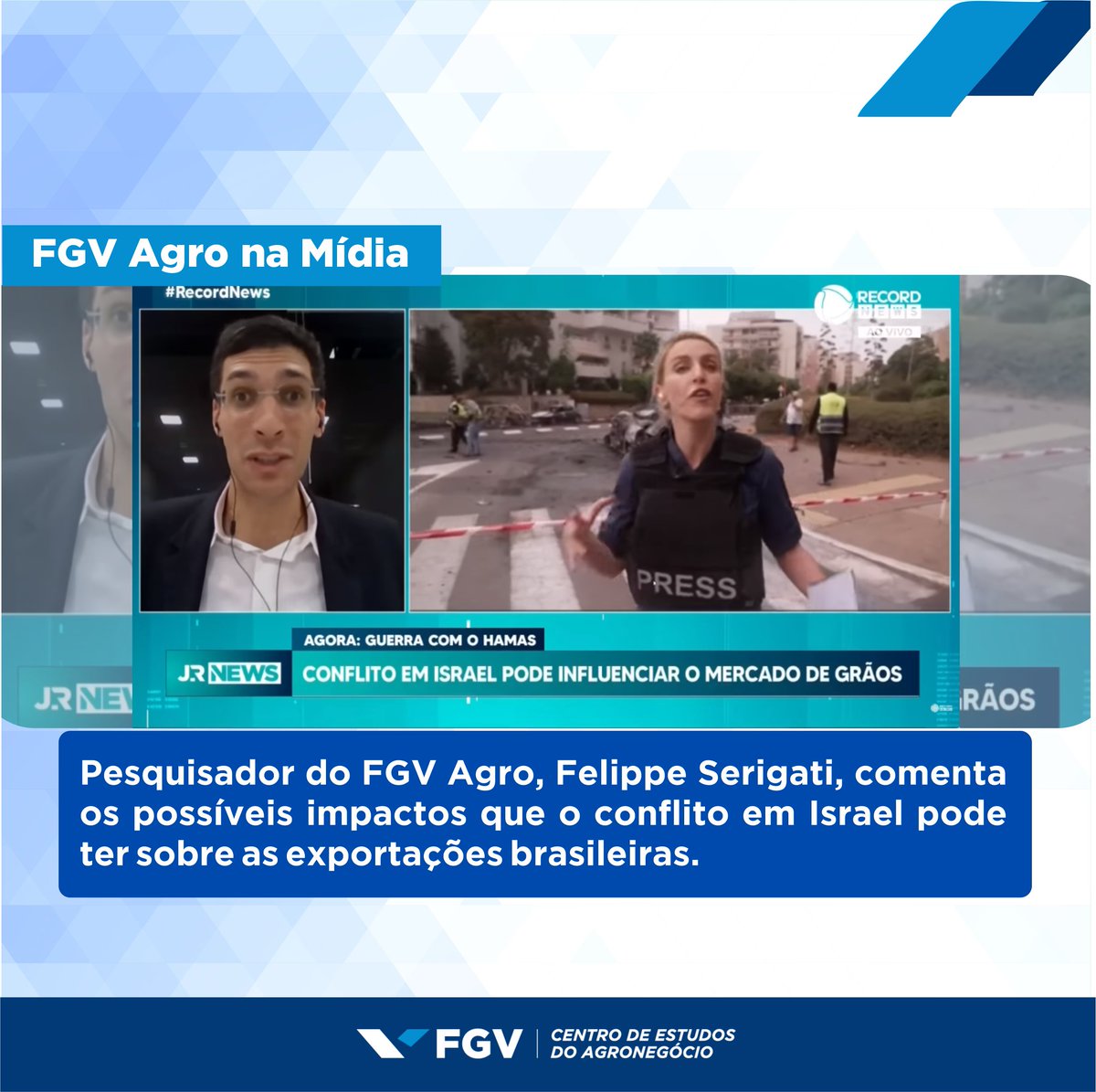 fgv_agro's tweet photo. Conflito com Israel pode impactar economia brasileira. Assista entrevista com Felippe Serigati em https://t.co/wIeB7wQ4NC #fgvagro #mercado #expotação #conflito https://t.co/kex7RYvpdw