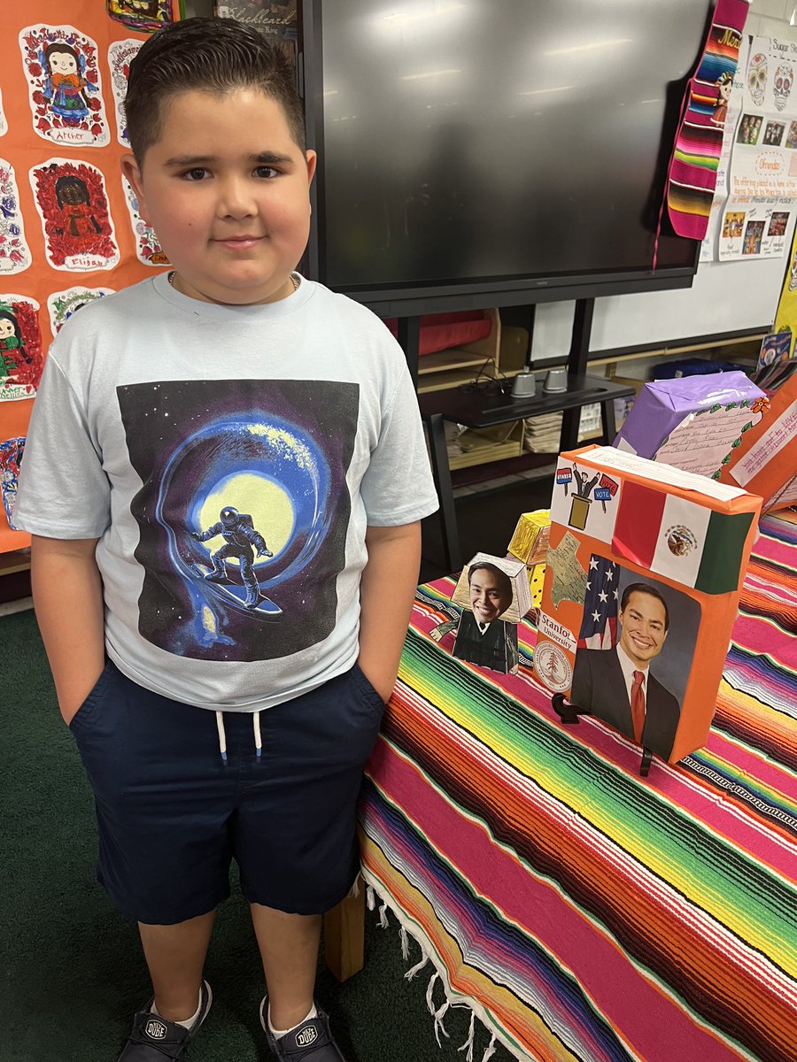 DaisyQR1's tweet photo. Proud 4th Graders showcasing their #hispanicheritage research project! 🎤 🎨 🖊️ @HCPS_Trapnell https://t.co/5ByRofE7bT