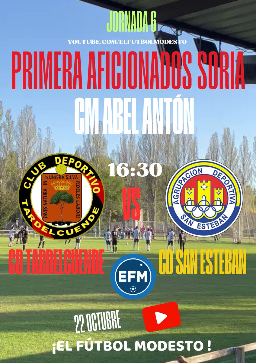 elfutbolmodsto's tweet photo. Fin de semana dedicado a la Primera División soriana.
En directo, partidazo en el Abel Antón.
@TardelcuendeCD vs @cdsanesteban https://t.co/Ln7s5wMqlC