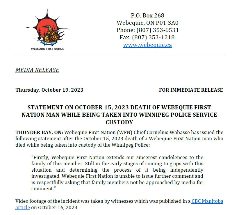 Webequie First Nation has issued this statement today regarding this situation cbc.ca/news/canada/ma…