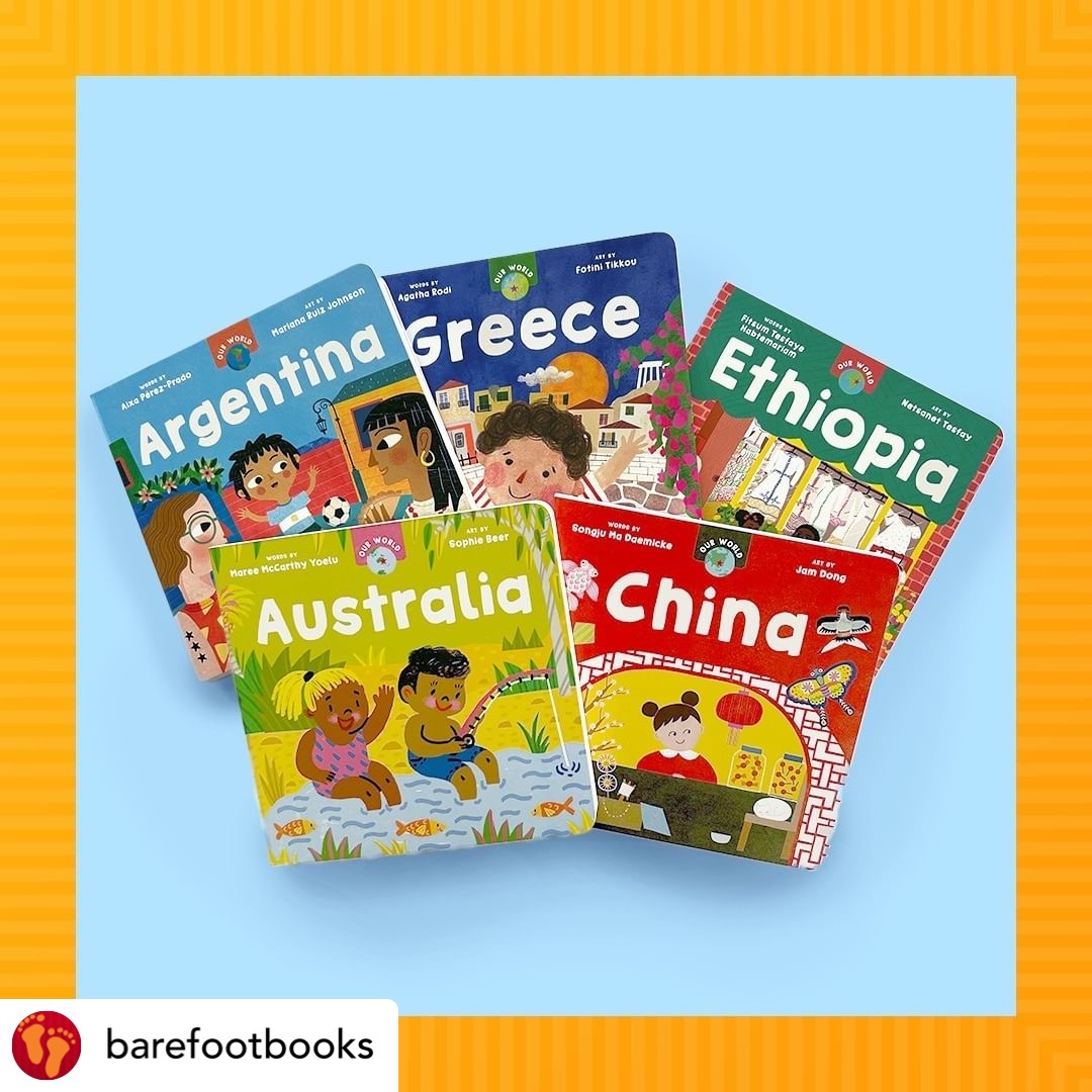 The five new additions to @BarefootBooks critically acclaimed Our World series are now available!
♥️♥️🌎📚📚📚📚📚🌎♥️♥️
Australia by Yoelu
China  @SongjuDaemicke
Argentina @ProfessorAixa
Greece @AgathaRodi
Ethiopia by Habtemariam 
@picturebookgold #k12 #kidlit #chilrenbooks