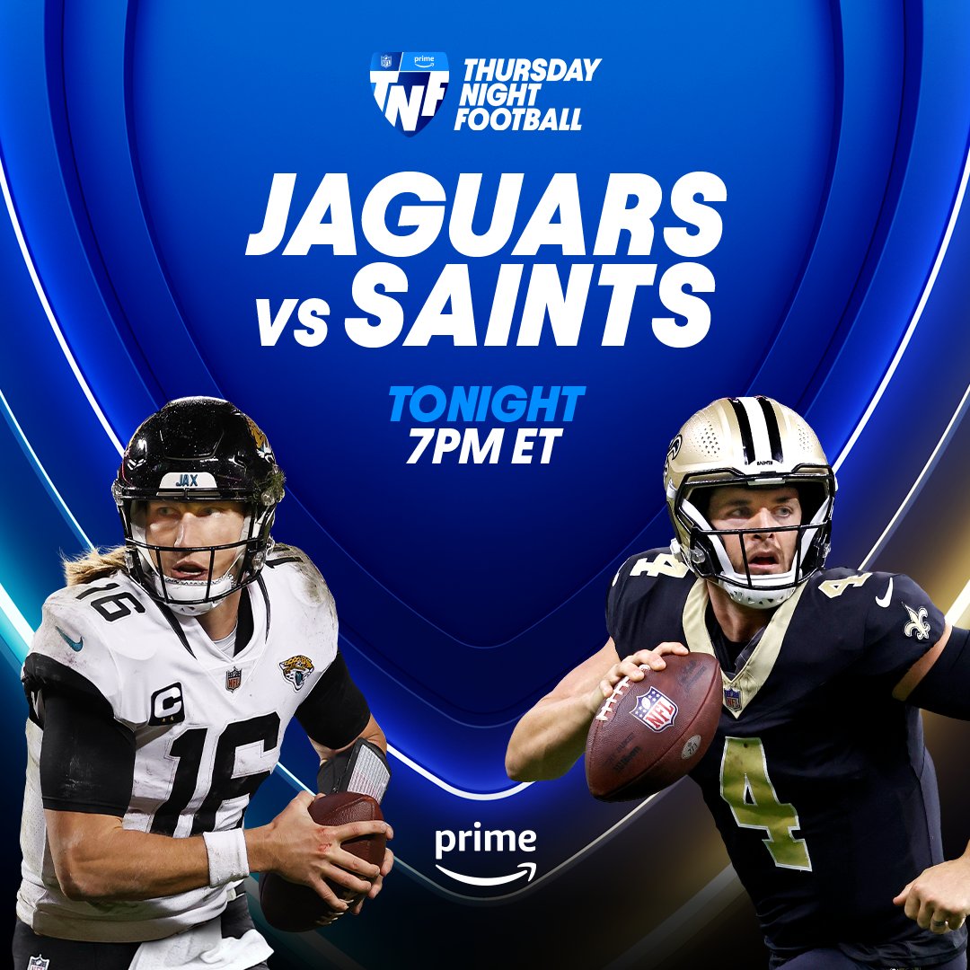 it's soooo on. the @Saints host the @Jaguars in a #ThursdayNightFootball battle tonight at 7pm ET on @PrimeVideo 😤