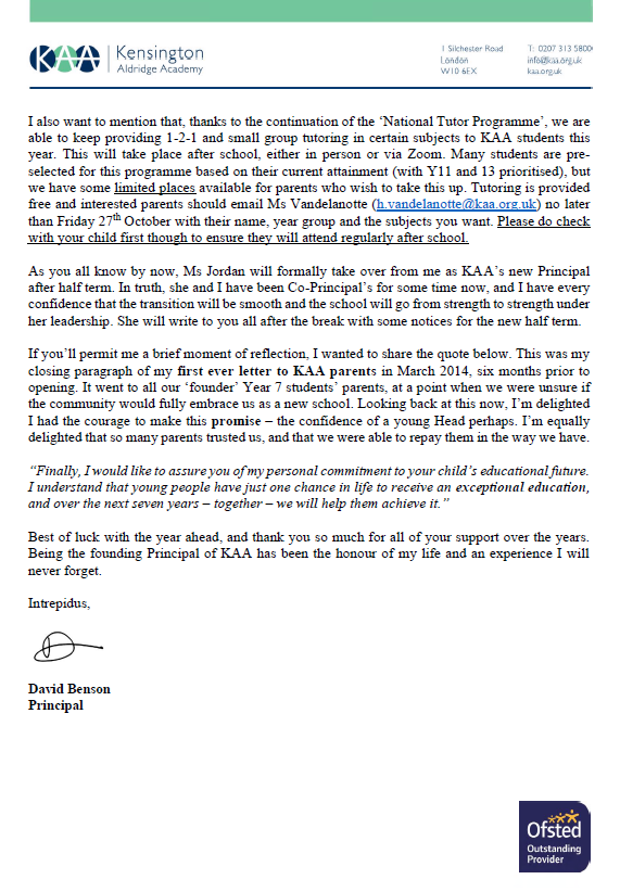 KAA_Intrepidus's tweet photo. Mr Benson wrote to parents today to say farewell ahead of his final day at KAA tomorrow. Our huge thanks to Mr Benson for everything he has done in the past 10 years! #intrepidus https://t.co/tf01Eqifpu