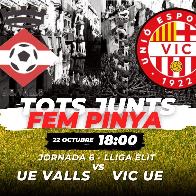 UEValls's tweet photo. 🔴⚪️| Fem del Vilar un fortí! Recordeu aquesta setmana a les 18:00h!

🆚 UE VALLS - UE Vic
🕛 18:00h (22/10)
🏟️ Municipal del Vilar

#futbolcat #LligaElit https://t.co/u2ZT9UvsJH