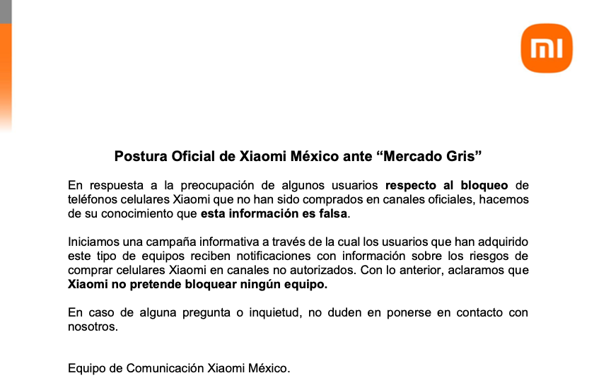 Dice Xiaomi México que no le anden creyendo a páginas de fuentes dudosas que no citan sus fuentes y nada mas hacen sus entradas para querer ganar vistas e intentar ser relevantes: