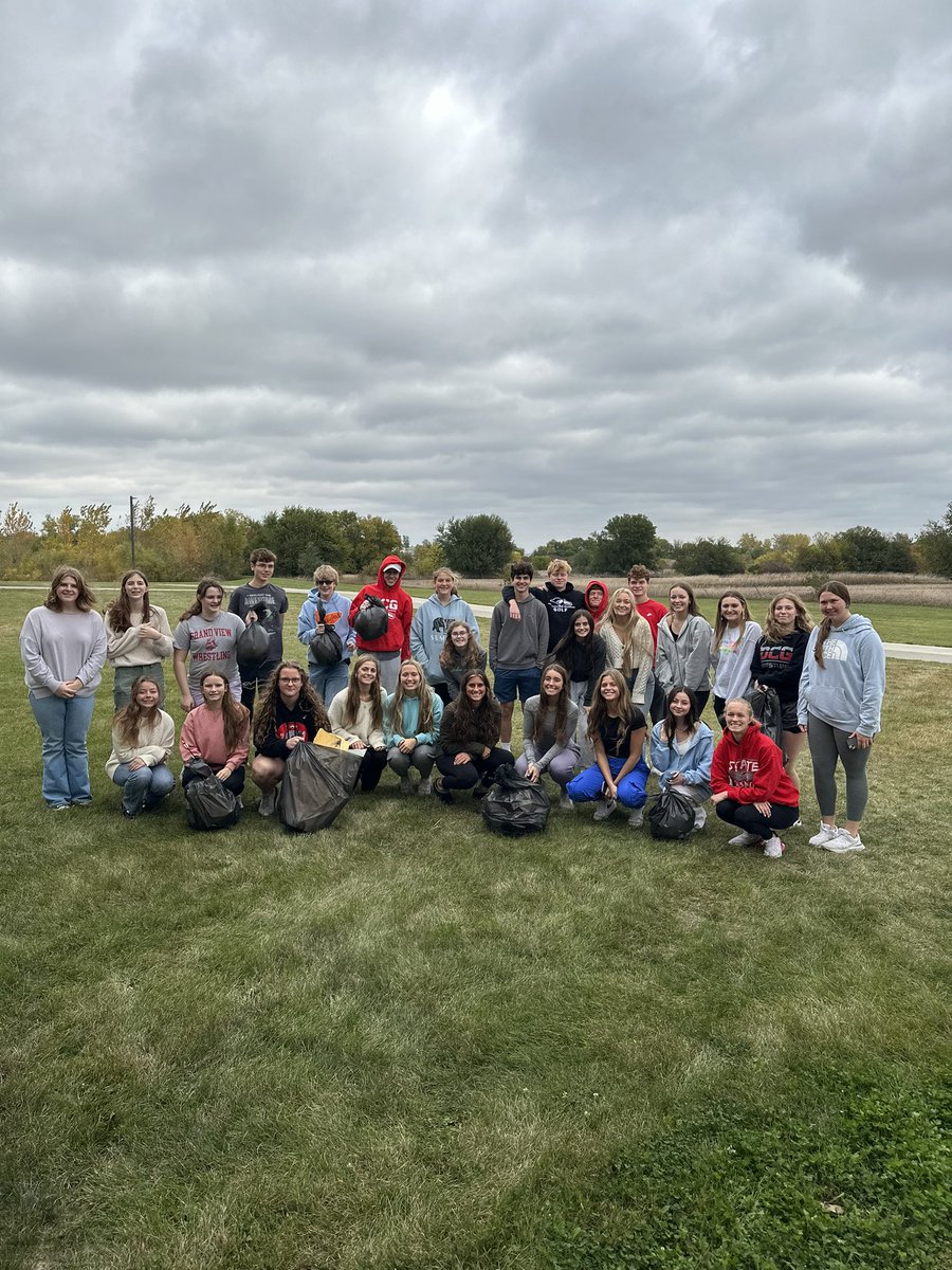 DCG Key Club students took time to clean up the high school grounds as part of their Fall Cleanup event today.