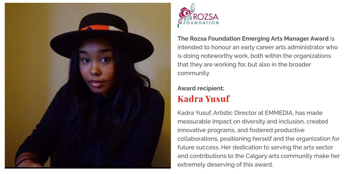 EMMEDIA would like to congratulate our very own Kadra Yusuf for winning the Rozsa Foundation Emerging Arts Manager Award, as presented at the Celebration for the Arts event hosted by mayor Jyoti Gondek. We are so proud of her!