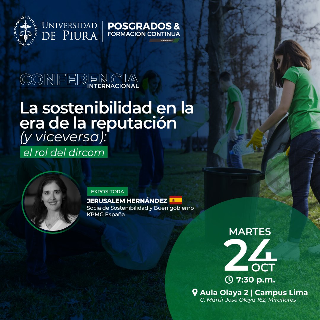 [Campus Lima] Conoce cómo gestionar la sostenibilidad para tener un impacto positivo en la reputación de las empresas y cuál es el rol del director de comunicación en este desafío. 📷Regístrate, aquí: forms.office.com/r/gxm98XDiwX
#sostenibilidad #sostenible #reputación #DIRCOM #UDEP