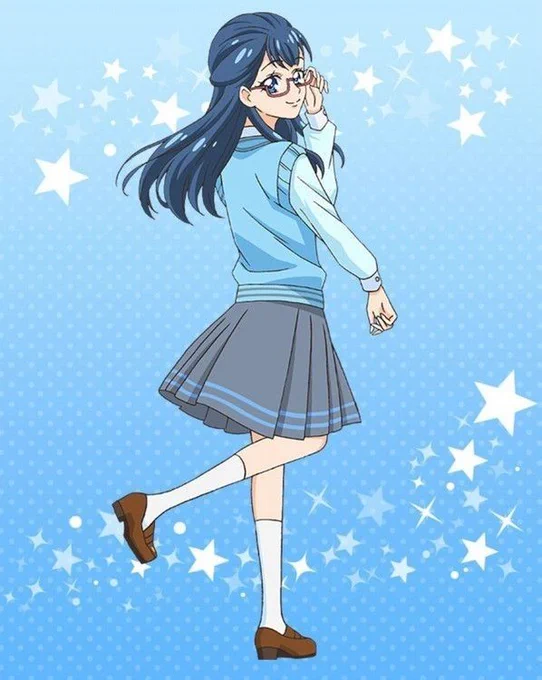 んんんんn見返り天使さあやちゃん!足の角度も眼鏡クイッも髪のなびき方すらもかわいく見えるの計算し尽くしてやってるなんて恐ろしい子…… この画はなんとなく我を出さない初期の控えめさあやちゃんに見えますね。 はぁ天使……! #キュアぱず