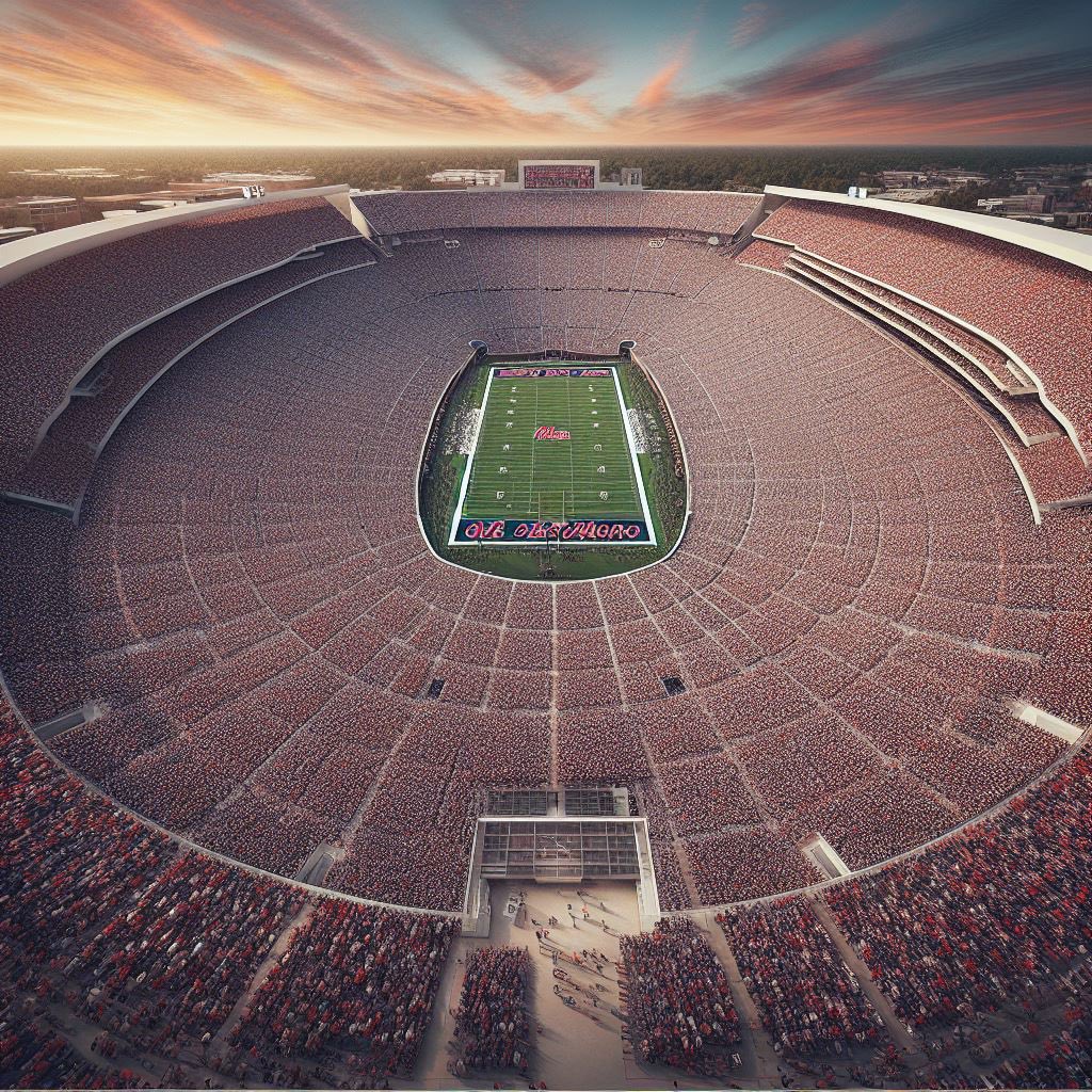 TheDrunkRebBear's tweet photo. BREAKING🚨🚨

Ole Miss has decided to renovate Vaught Hemingway stadium to accommodate 250,000 people! These are just two of the renderings! https://t.co/DJY0I5bf60