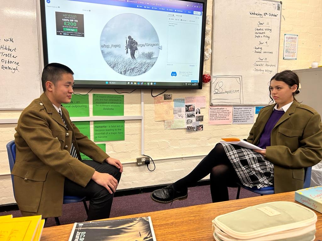 Ravenenglish_EC's tweet photo. Good to see Year 10 throwing themselves into ‘Journey’s End’ as they focus on performing the key scenes that they have analysed in depth…⁦@ellesmerecoll⁩ ⁦@HPLedu⁩ https://t.co/x2gV1nciAQ