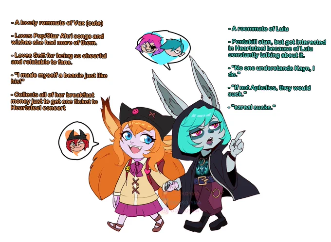LULU & VEX CONCEPT IN K/DA UNIVERSE!  Sometimes even the opposites come to the point where they start accept their annoying sides and learn to embrace it.  #LeagueOfLegends #LeagueOfLegendsFanArt #Lulu #Vex