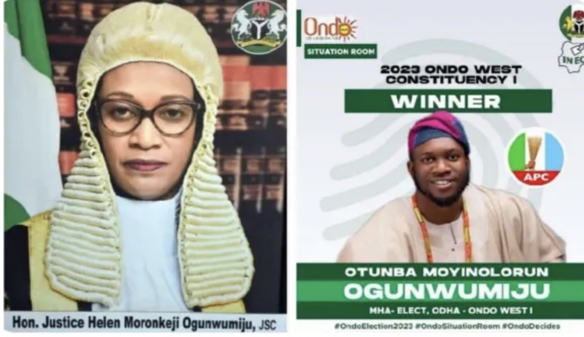 MissPearls's tweet photo. One of the SC judges, Justice Helen Ogunwumiju is the mother of Kehinde Ogunwumiju SAN, who’s one of APC's lawyers 

She also has a son, Moyin Ogunwimiju, who is an Ondo State legislator on the platform of APC. 

Under these circumstances, can there ever be Justice? 

Nigeria! https://t.co/nMk2kcrVdY