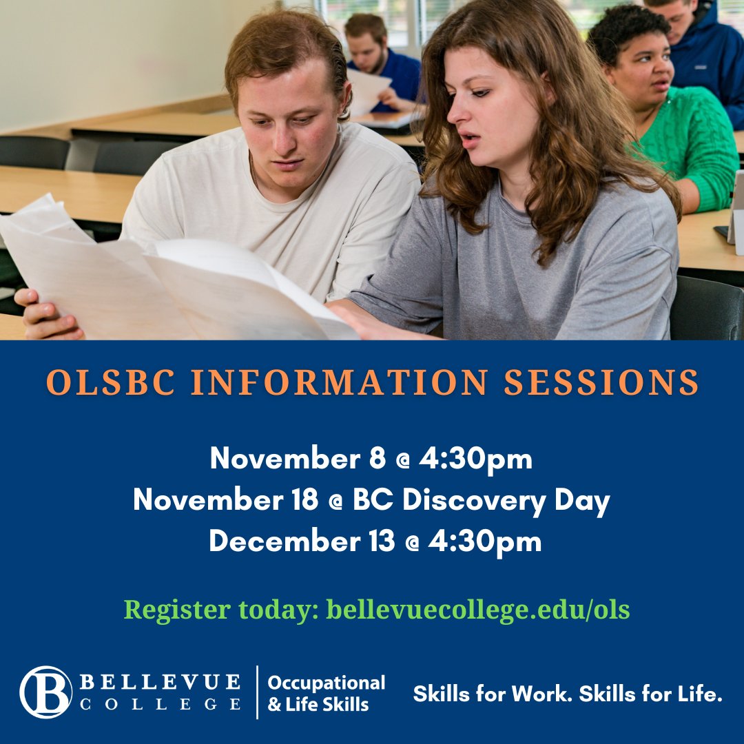 Want to know what the OLS <a href="/BellevueCollege/">Bellevue College</a> program is all about? We've got an Information Session for that!

Join us to learn more about our program and meet OLS students and staff.

Our next session is happening November 8 - sign up today!

bit.ly/3Wd9B8A

#OLSBC