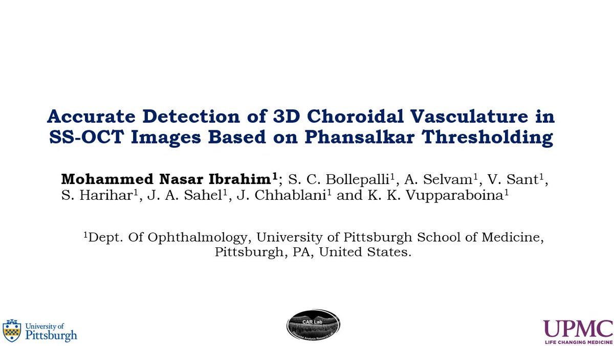 CARLabChoroid's tweet photo. Exciting news! Mohammed Nasar Ibrahim from our lab presented a paper entitled 'Accurate Detection of 3D Choroidal Vasculature in SS-OCT Images Based on Phansalkar Thresholding,' at BHI 2023. 
Congratulations to the team. #Ophthalmology #Choroid https://t.co/TWHgK0JCey