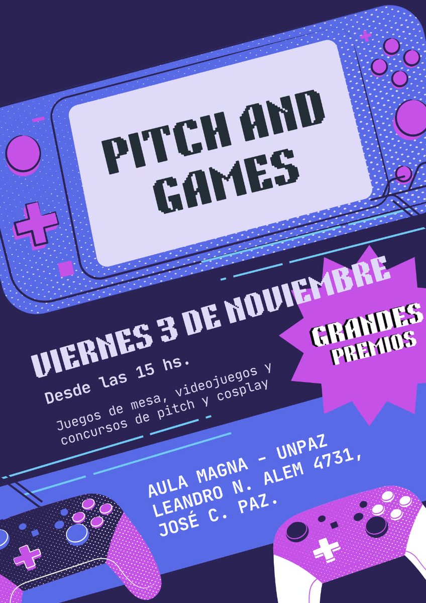 marisacon's tweet image. #Agenda a mano. Este evento se realizará el   03/11 en la UNPAZ, Presencial 

Los estudiantes están creando Videojuegos con Interfases físicas. 
Si te gusta jugar #NoteLopodésPerder,

#NoImportaLaEdad Las y los esperamos.

Lic. en Desarrollo y Producción de Videojuegos