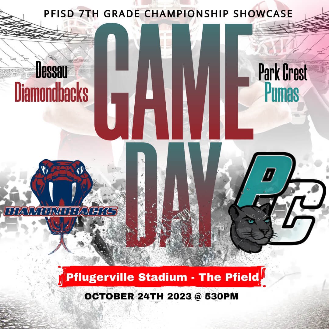 pcboysathletics's tweet photo. Tuesday, October 24th, your Park Crest Pumas will be playing in the district championship showcase. 7th grade will take on Dessau and 8th grade will take on Cele. #PumaNation #PFISD #Together https://t.co/i6QZGuySA7
